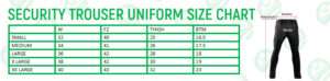 security trouser uniform size chart