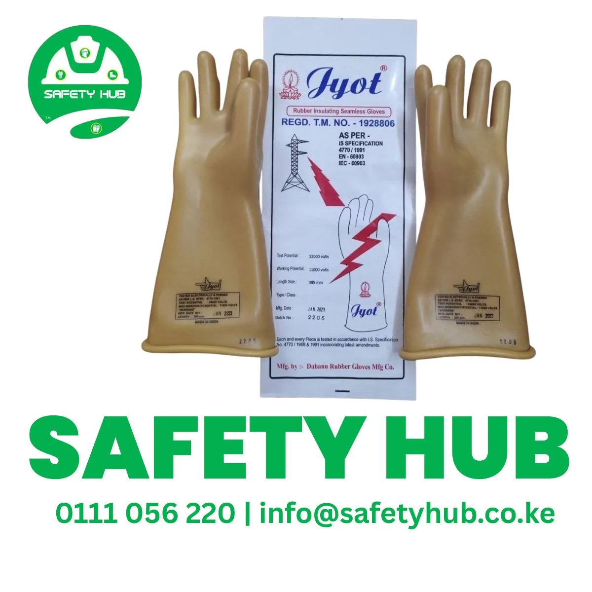 Electrical Insulated Rubber Gloves 33000 Volts