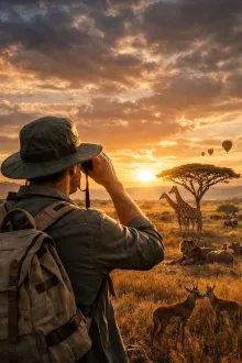 A tourist Wearing Safari Hats made by Safety Hub Enterprises