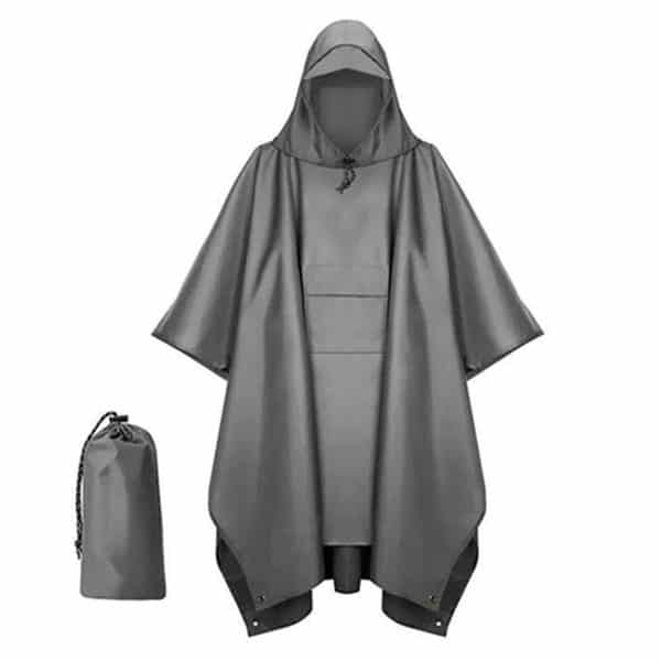 Grey Waterproof Poncho Raincoat