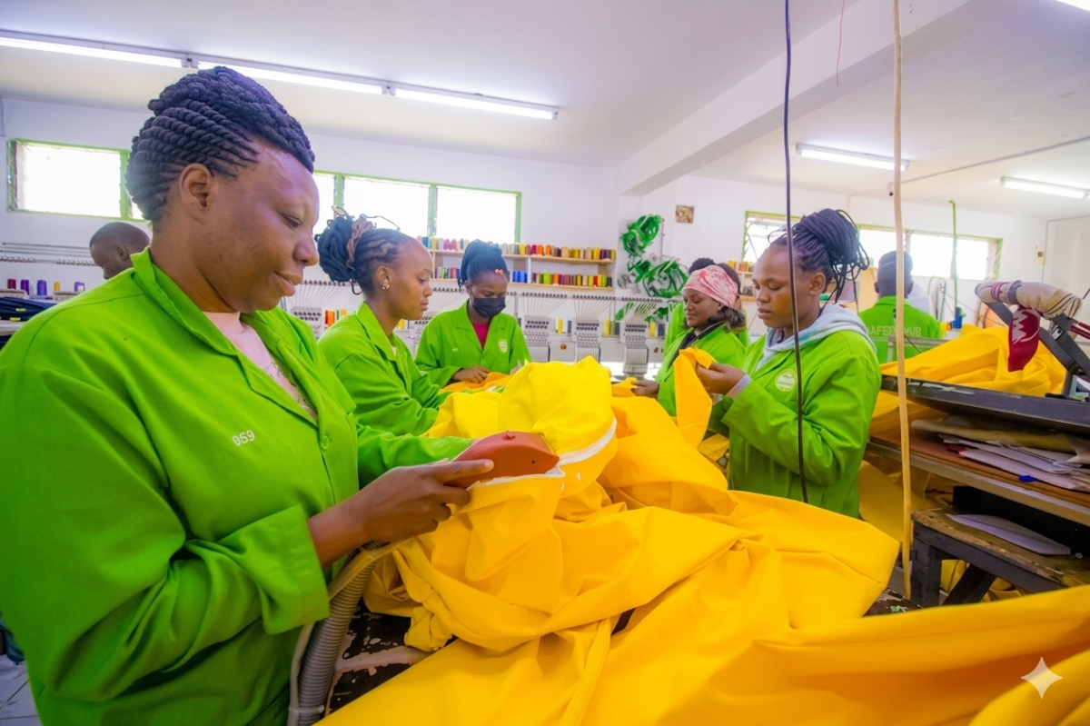 Workers inspecting Overall for workers in Kenya